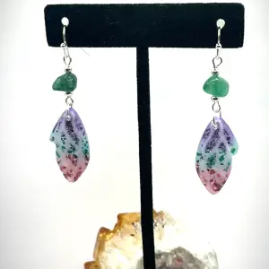 Abalone and jade butterfly wing earrings