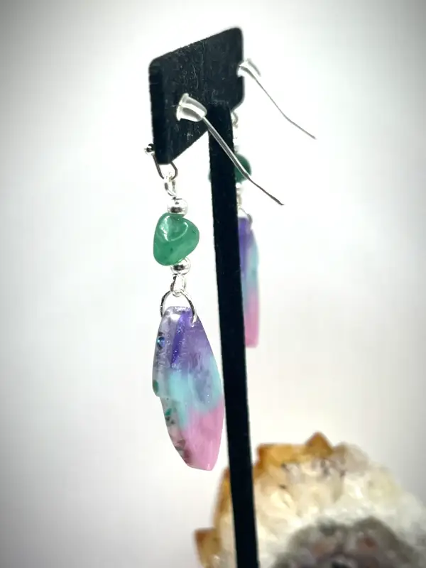 Abalone and jade butterfly wing earrings - Image 5