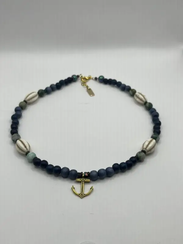 Men's Tree Agate Anchor Necklace