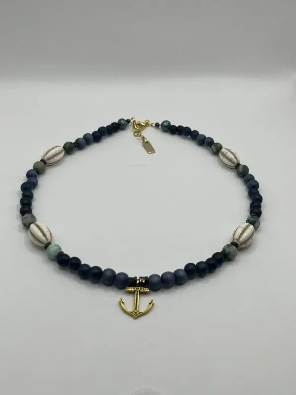 Men's Tree Agate Anchor Necklace - Image 2