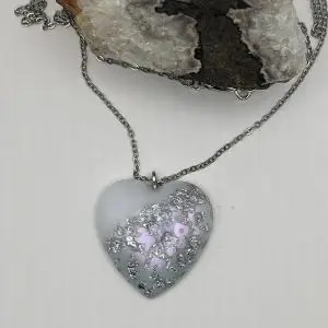Faux Pearl Druzy Heart