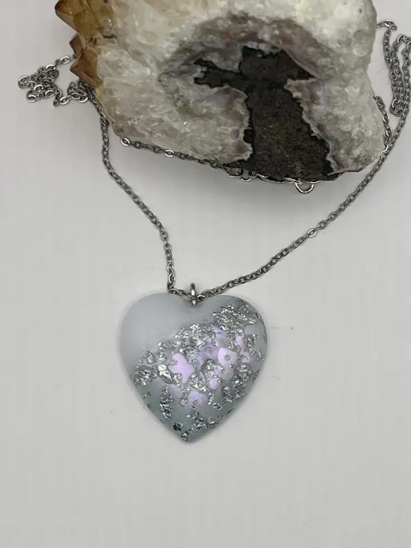 Faux Pearl Druzy Heart