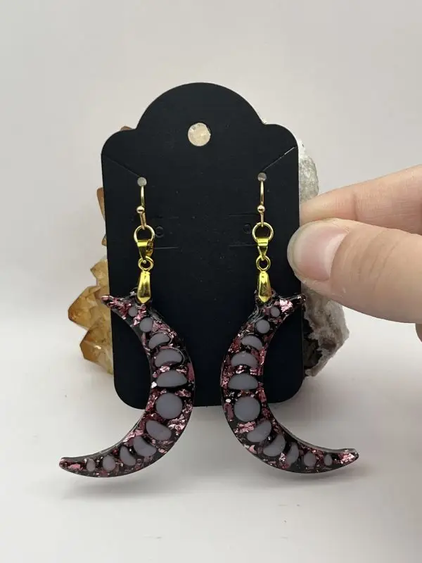 Moon Fazes & Roses Earrings - Image 4