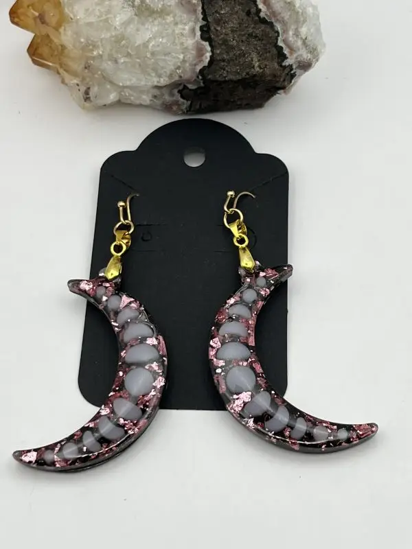 Moon Fazes & Roses Earrings