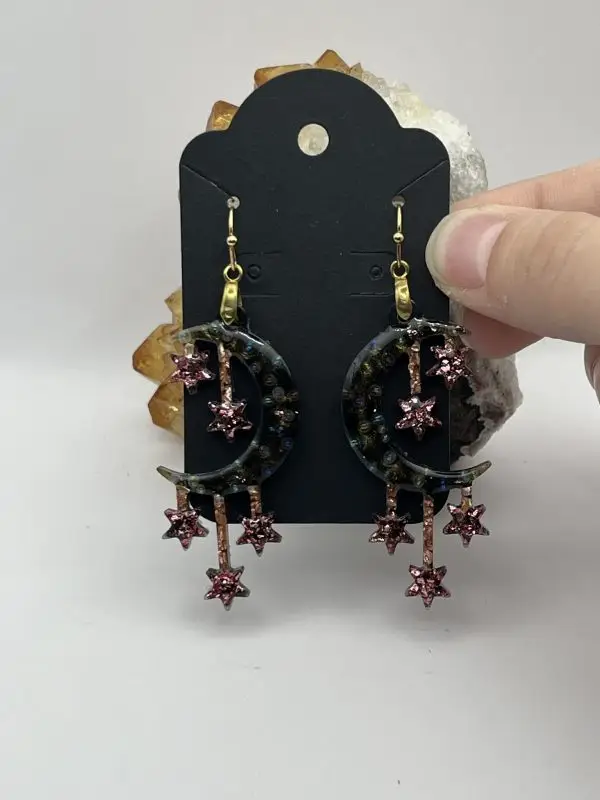 Bubbles & Rose Gold Celestial Earrings - Image 4