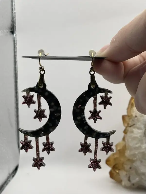 Bubbles & Rose Gold Celestial Earrings - Image 6