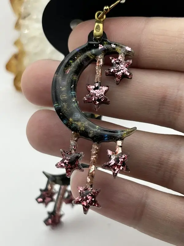 Bubbles & Rose Gold Celestial Earrings - Image 7