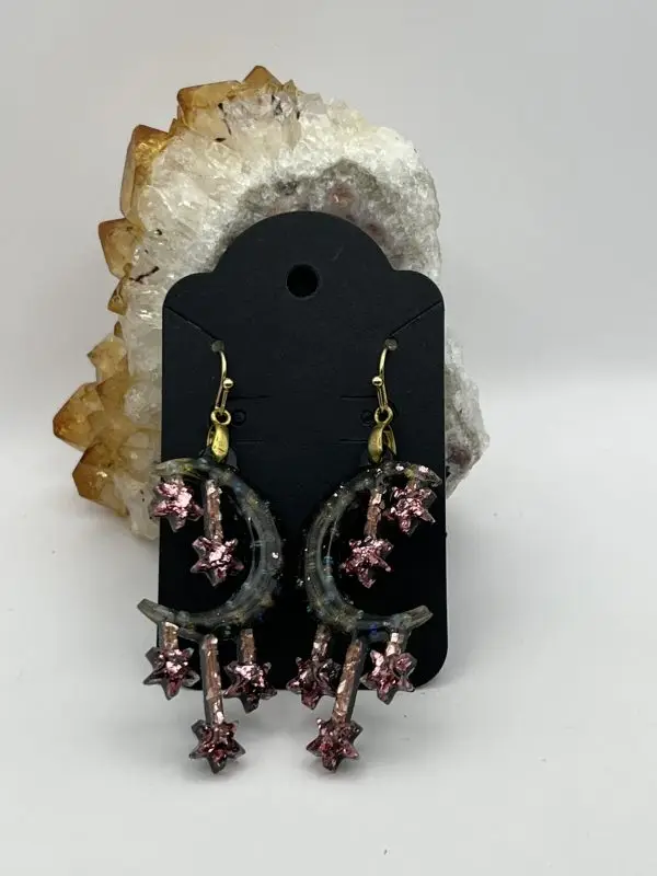 Bubbles & Rose Gold Celestial Earrings - Image 2