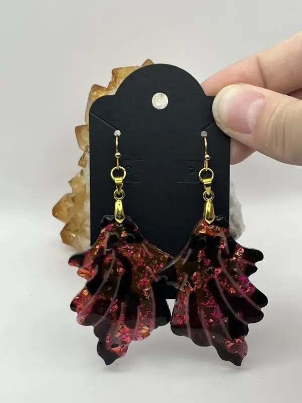 Gold, Pink & Orange Ghost Earrings