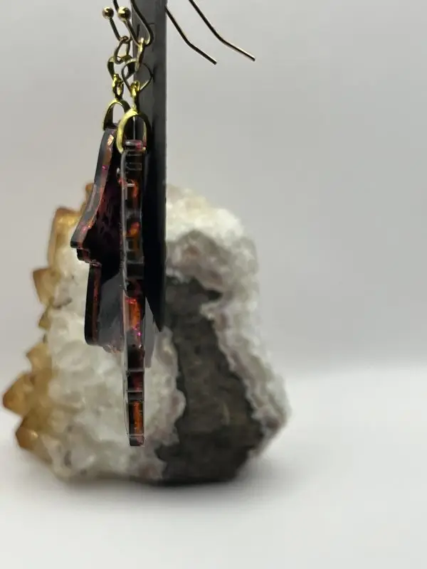 Gold, Pink & Orange Ghost Earrings - Image 10