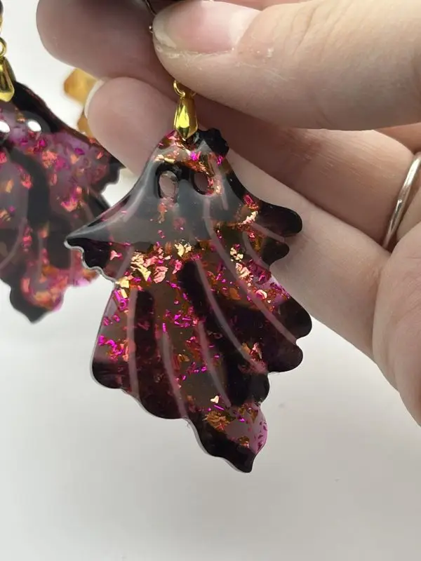 Gold, Pink & Orange Ghost Earrings - Image 5