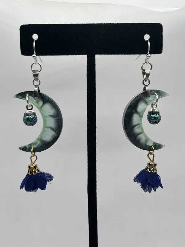 Crescent Moon Dangle Earrings - Image 2