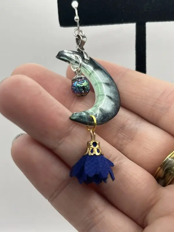 Crescent Moon Dangle Earrings - Image 5