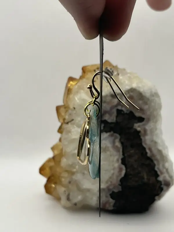 Teal and Gold Heart Earrings - Image 6