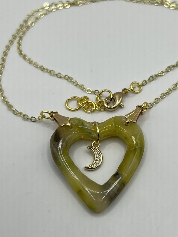 Faux Agate Heart & Moon Necklace - Image 7