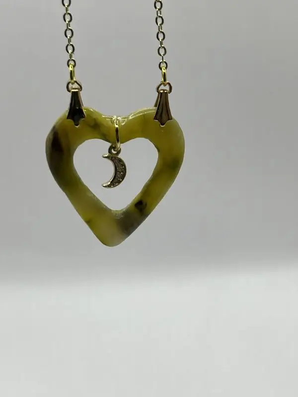 Faux Agate Heart & Moon Necklace - Image 11