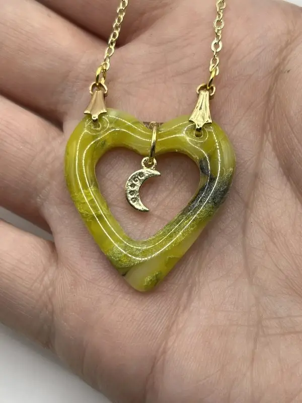Faux Agate Heart & Moon Necklace - Image 9
