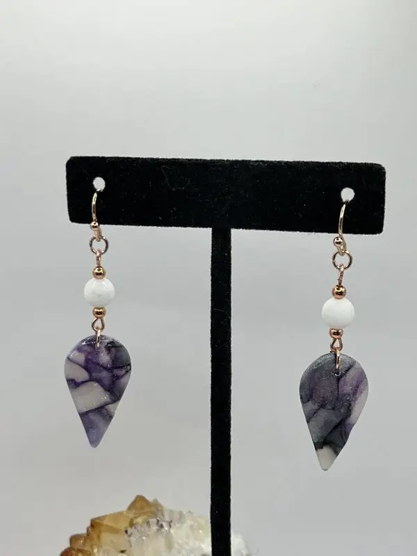 White Jade Faux Agate Earrings - Image 5