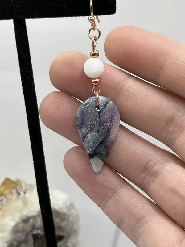 White Jade Faux Agate Earrings - Image 8