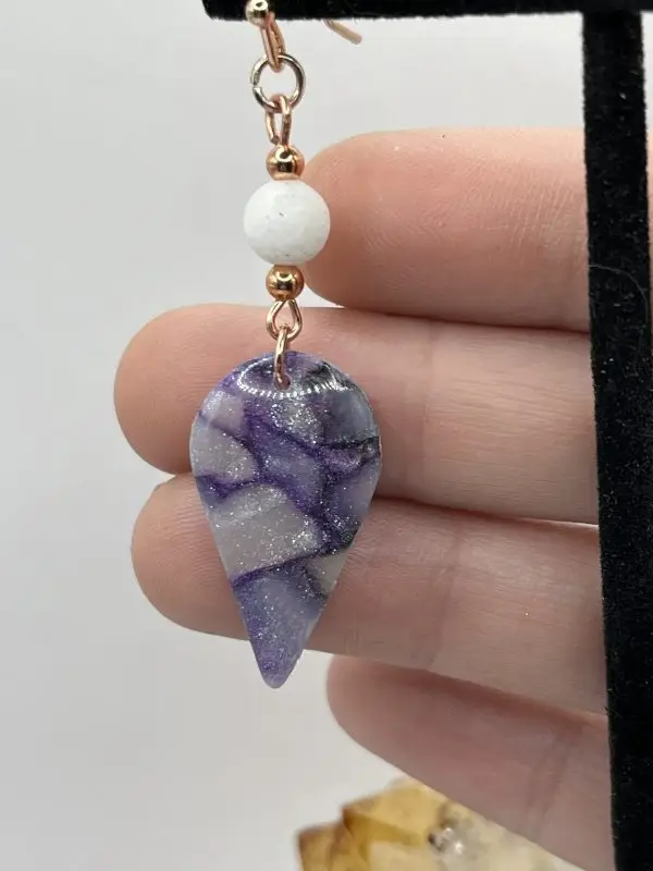White Jade Faux Agate Earrings - Image 9