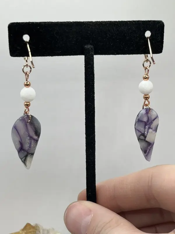 White Jade Faux Agate Earrings - Image 6