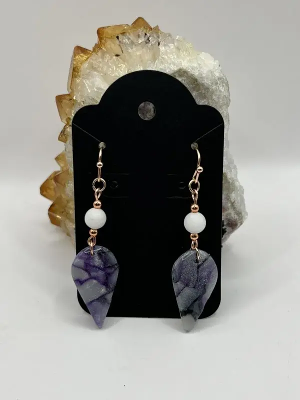 White Jade Faux Agate Earrings - Image 2