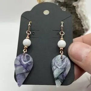 White Jade Faux Agate Earrings