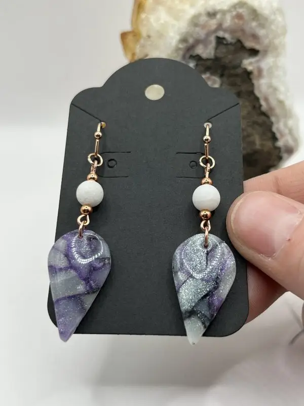 White Jade Faux Agate Earrings