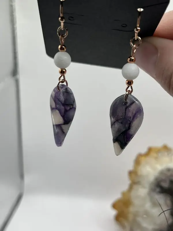 White Jade Faux Agate Earrings - Image 7