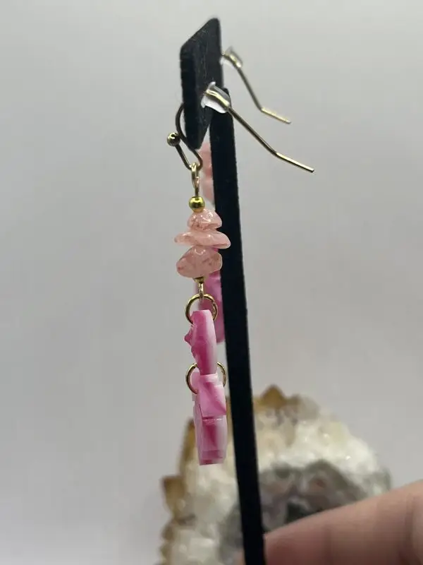 Rose Quartz Pink Faux Druzy Earrings - Image 7