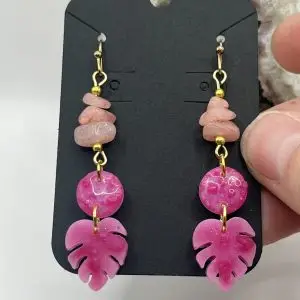 Rose Quartz Pink Faux Druzy Earrings