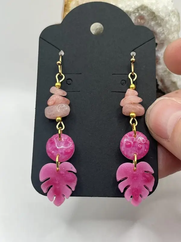 Rose Quartz Pink Faux Druzy Earrings