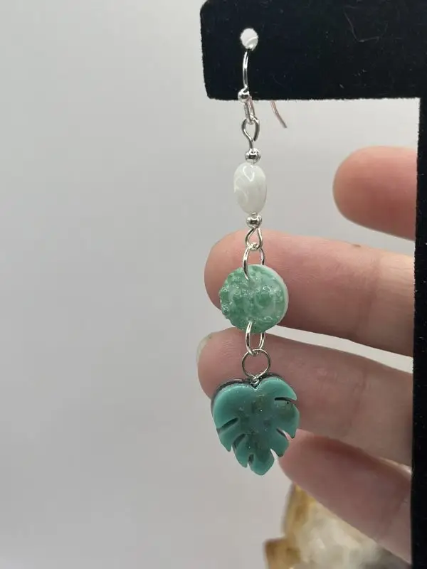 Moonstone Green Leaf Earrings - Image 9