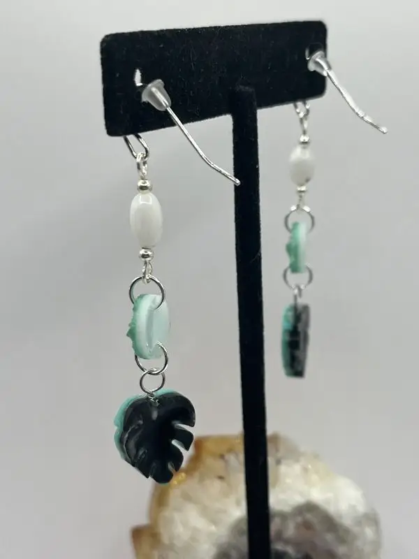 Moonstone Green Leaf Earrings - Image 7