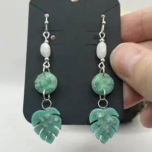 Moonstone Green Leaf Earrings