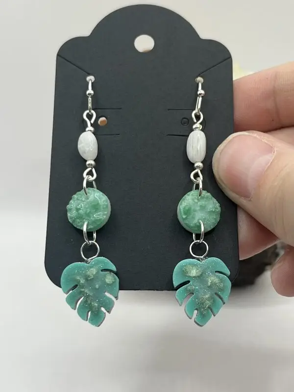 Moonstone Green Leaf Earrings