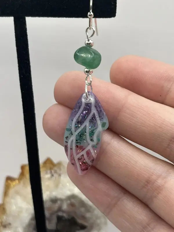 Abalone and jade butterfly wing earrings - Image 8
