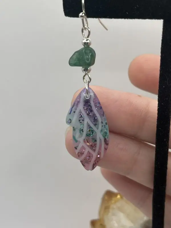 Abalone and jade butterfly wing earrings - Image 7