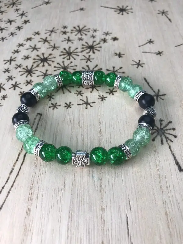 Onyx & Green Stretch Bracelet - Image 2
