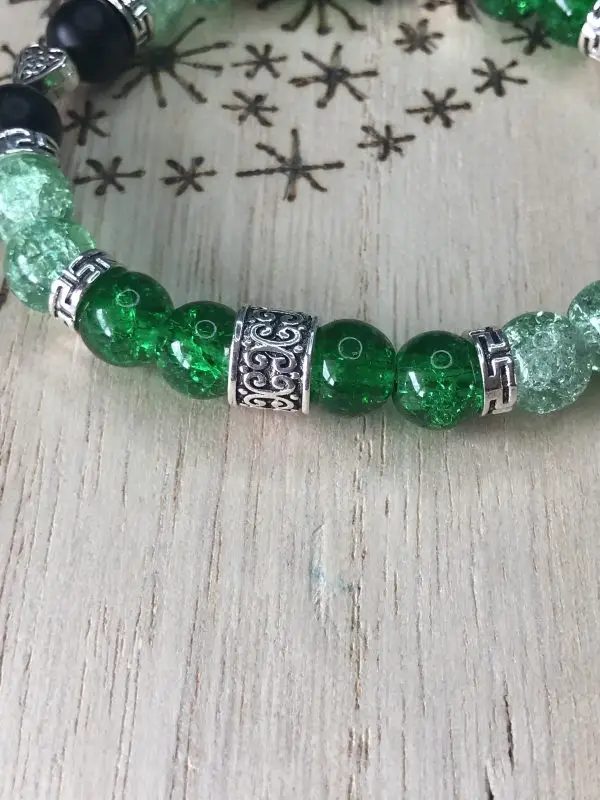 Onyx & Green Stretch Bracelet - Image 8