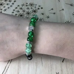 Onyx & Green Stretch Bracelet