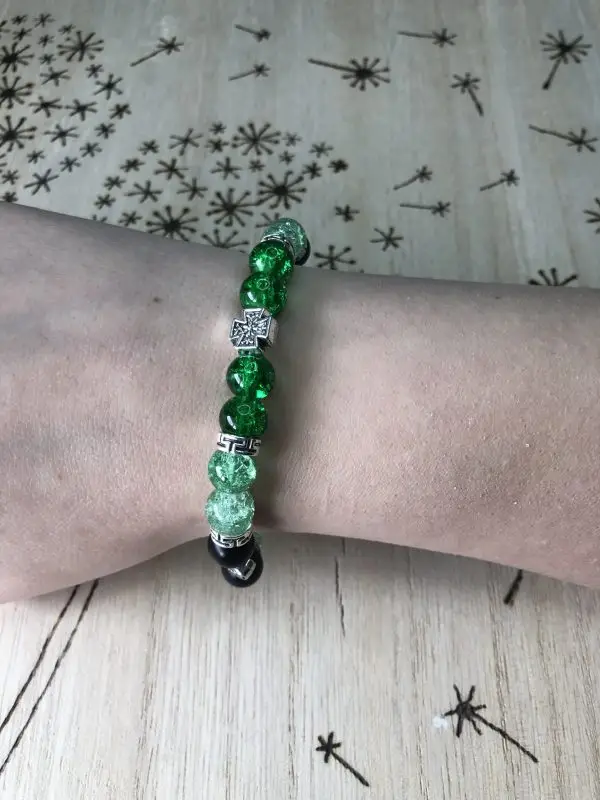 Onyx & Green Stretch Bracelet
