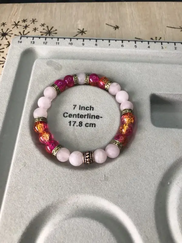 Rose quartz & Bronze Stretch Bracelet - Image 3