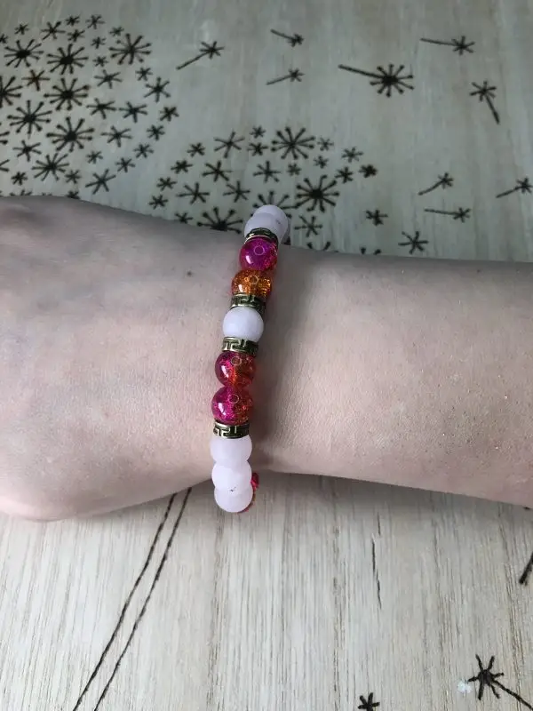 Rose quartz & Bronze Stretch Bracelet