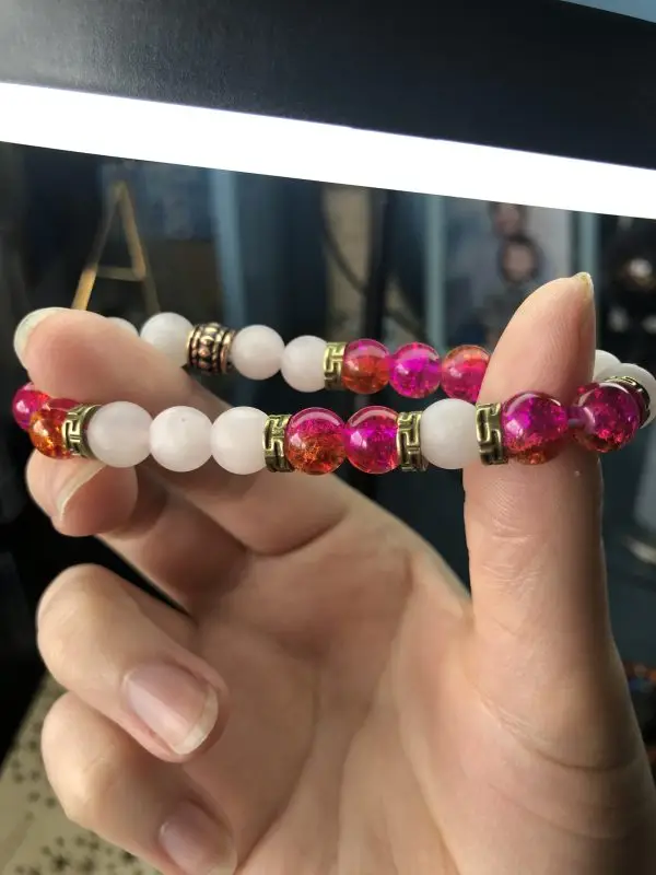 Rose quartz & Bronze Stretch Bracelet - Image 9