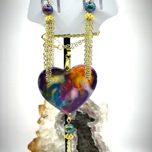 Stained Glass Heart and Gold Chains