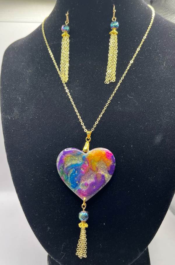 Stained Glass Heart and Gold Chains - Image 7
