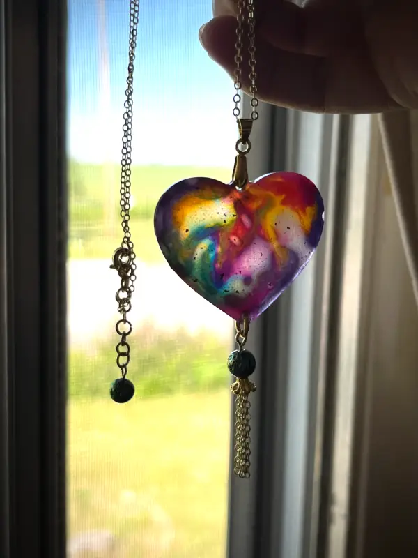 Stained Glass Heart and Gold Chains - Image 3