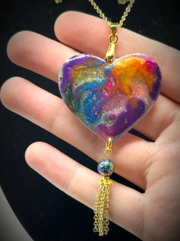 Stained Glass Heart and Gold Chains - Image 5