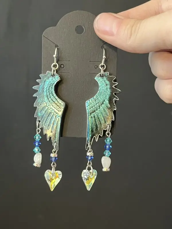 Swarovski Moonstone Dark Angel Wing Earrings